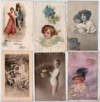 66 db RÉGI motívum képeslap vegyes minőségben: hölgyek, üdvözlőlapok, lithok és művész / 66 pre-1945...