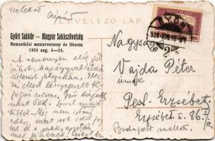 Győr, Fő utca, Royal szálloda. Hátoldalon Győri Sakkör Magyar Sakkszövetség Nemzetközi mesterveseny ...