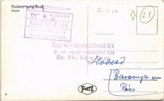 Harkány-gyógyfürdő, strand. Hátoldalon Népművelési Minisztérium Képzőművészeti osztálya nyomását eng...