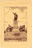 Arad, Kossuth szobor. Kiadja a Délvidéki Egyetemi és Főiskolai Hallgatók Egyesülete / Kossuths statue, monument, irredenta art postcard s: Lamoss