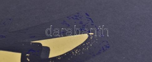 Frank Magda (1914-1997): Szoborterv kékben. Szitanyomat, papír, jelzett, 32,5x17 cm