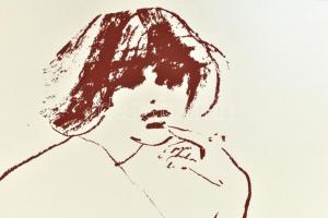 Gyémánt László (1935-): Női akt. Szitanyomat, papír, jelzett, művészpéldány E.A./Ex. jelzéssel. 35x5...