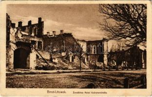 1917 Brest-Litowsk. Zerstörtes Hotel Kobrynerstraße / WWI Austro-Hungarian K.u.K. military, destroyed hotel in Brest-Litovsk (Belarus) (EK)