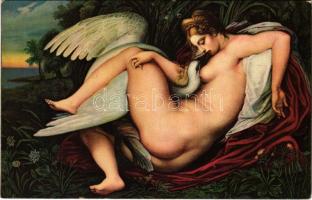 1921 Leda mit dem Schwan / Erotic Stengel litho s: Michelangelo Buonarroti