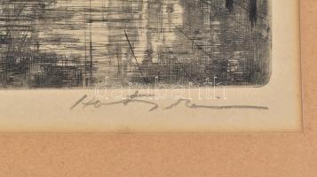 Hertay Mária (1932-2018): Vár (Buda). Rézkarc, papír, jelzett. Kissé foltos paszpartuban, 29×39 cm