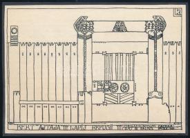 cca 1908 Kozma Lajos (1884-1948): Lapis Refugii - Kert ajtaja, fametszet, papír kartonon, jelzett a dúcon, 11,5x16 cm