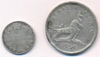 Kanada 1910. 10c Ag "VII. Edwárd" + Ausztrália 1954. 1Fl Ag "II. Erzsébet" T:3 p...