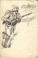 1915 Előre! / WWI Austro-Hungarian K.u.K. military art postcard (EB)