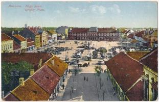 1913 Pancsova, Pancevo; Nagy piac / market square (szakadás / tear)