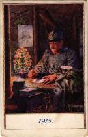 1916 Weihnachten 1915 / WWI Austro-Hungarian K.u.K. military art postcard with Christmas greeting, Franz Joseph I of Austria portrait s: Kuderna (EB)