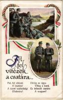 1917 Fel, fel vitézek a csatára / WWI Austro-Hungarian K.u.K. military art postcard, Hungarian patriotic propaganda (EB)