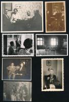cca 1910-40 Régi enteriőrök, 7 db fotó, jelzés nélkül, egyik feliratozva (Ezüstlakodalom Bpest 1932), 5x7,5 és 8x11,5 cm közötti méretekben