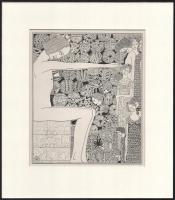 Kozma Lajos (1884-1948): Kérés, papír, jelzett a cinkográfián, paszpartuban, 19,5×16,5 cm
