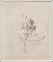 Zichy Mihály (1827-1906): Erotikus jelenet. Cinkográfia, paszpartuban, 13×19 cm