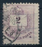 1881 Színesszámú 2kr II-es típus, jobb alul kitörési folt, javított (ex Lovász)