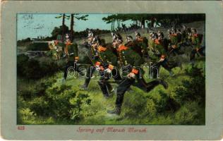 1914 Sprung auf Marsch Marsch / WWI German military art postcard s: Anton Hoffmann (EB)