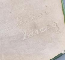 Rusói István Karcag: Kakasos kerámia fali dísz, Jelzett, hibátlan. 24x28 cm