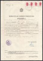 1943 Korlátlan dohányárusítási engedély. Kolozsvár. Hajtva