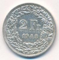 Svájc 1948B 2Fr Ag T:2,2- patina Switzerland 1948B 2 Francs Ag C:XF,VF patina Krause KM#21
