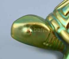 Zsolnay teknős, eozin mázas, hibátlan, jelzett, h:14,5 cm