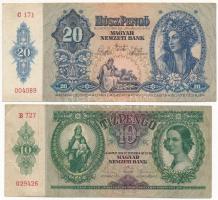 1930. 100P + 1936. 10P + 1939. 5P + 1941. 20P T:III köztük: szép papír, kis lyuk, kis folt