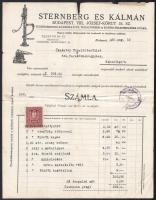 1930 Bp., Sternberg és Kálmán Tűzifecskendő, Tűzoltószer Gyára fejléces számla