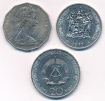 Vegyes: Ausztrália 1974. 50c Cu-Ni + Dél-Afrika 1977. 1R Ni + Német Demokratikus Köztársaság 1971. 2...