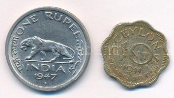 Vegyes: Brit India 1947. 1R Ni "VI. György" + Ceylon 1944. 10c Ni-sárgaréz T:2,2-
Mixed: ...