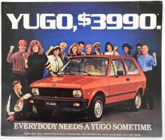 cca 1984 Yugo autó amerikai reklám hátoldalán technikai részletekkel 27x23 cm