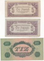 1944. 5-10-20P "A Vörös Hadsereg Parancsnoksága" (6db,3xklf) T:III köztük: anyaghiány, fol...