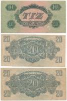 1944. 5-10-20P "A Vörös Hadsereg Parancsnoksága" (6db,3xklf) T:III köztük: anyaghiány, fol...