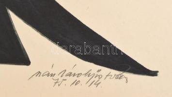 Szász Károly István (1909-1979): Dinamikus formák, 1975. Filctoll, papír, jelzett, lap teteje papírr...