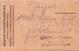 Hermann Gyula Magyar Kosárfonógyár reklámja. Budapest V. Lipót körút 30. / Hungarian Basket weaving ...