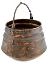 Antik réz halászlé bogrács, szép állapotban, m:18cm, d:26cm
