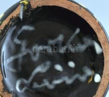 Gorka Lívia (1925 - 2011): Váza. Fekete, sárga mázakkal festett kerámia, hibátlan. Jelzett: Gorka Lí...