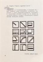 Kováts Albert (1936-): A "Terv memória-játékhoz" egyik lapja, 1973. Nyomat, papír, jelzett...