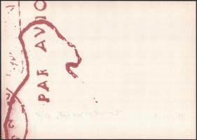 Lux Antal (1935-): Best send by mail art I., 1989. Ofszet, papír. Jelzett és datált (A. Lux 89), számozott: 8/20. 29x40,5 cm. A Makói Grafikai Művésztelepen készült alkotás!/ Antal Lux (1935-): Best send by mail art I., 1989. Offset on paper. Signed and dated (A. Lux 89), numbered: 8/20. 29x40,5 cm.