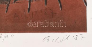 Lux Antal (1935-): A pokol architektúrája, 1987. Ofszet, papír. Jelzett és datált (A. Lux '89),...