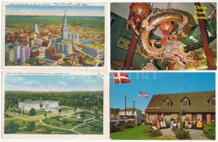 12 db főleg MODERN amerikai képeslap + 1 leporello / 12 mostly modern American (USA) postcards + 1 leporello