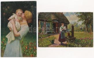 6 db RÉGI motívum képeslap: Erpaco oleoplaszt művész / 6 pre-1945 motive postcards: Erpaco Oleoplast...