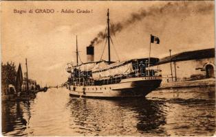 1926 Grado, Bagni, Addio Grado! / beach, SS Trieste steamship (EK)