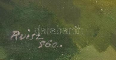 Ruisz György (1922-1994): Ikvaparti házak, Sopron, 1960. Olaj, vászon. Jelezve balra lent. Hátoldalá...