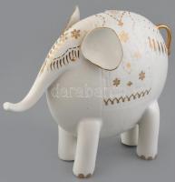Anita porcelán elefánt. Kézzel festett, jelzett, tetején sérült. 20x17 cm