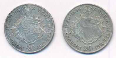 1843B 20kr Ag "V. Ferdinánd" + 1846B 20kr Ag "V. Ferdinánd" T:2,2- juszt., karc ...