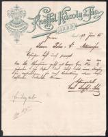 1892 Arad, Kneffel Károly és Fia Vaskereskedése kicsinyben és nagyban fejléces levélpapírjára írt levél