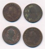 Vegyes: 1781S-1790S 1kr Cu (3xklf) + Asuztria 1791A 1kr Cu T:3