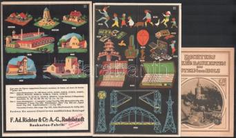 cca 1910-1930 15 db Richter építőjáték színes prospektus és használati utasítás / Richter architect board game booklets