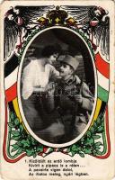 1917 Viribus Unitis propaganda katonával és szerelmével. Art Nouveau (fa) + K.U.K. RESERVESPITAL in Szeged. Gruppe IV.