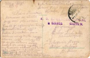 1917 Viribus Unitis propaganda katonával és szerelmével. Art Nouveau (fa) + "K.U.K. RESERVESPIT...