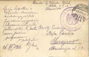 1916 Osztrák magyar álcázott állás / WWI K.u.k. military camouflaged post. photo + "Kmdo. des k...